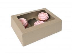 12 Stück Kraftpapier-Schachteln mit LOGO/OKNEM, 6 Cupcakes