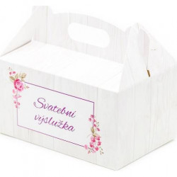 Brautbox zur Auslage Muster Holz mit Blumen und Aufschrift (13 x 9 x 7 cm) K33-2090-01