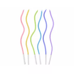 Pastellige gedrehte Kerzen, 6 Stück