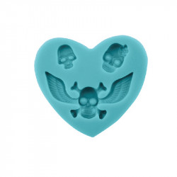 Silikon-Formz Herzchen und Schädel 6,5 × 6 cm