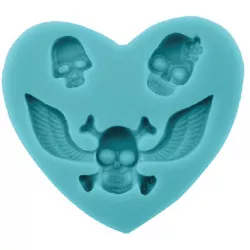 Silikon-Formz Herzchen und Schädel 6,5 × 6 cm
