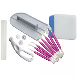 Konditorset - Kostice 8 Stück, Glätteisen, Ausroller, Schaumstoffunterlage und Lineal