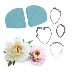 Blütenzahnrad und Ausstechformen Pfingstrose 6 Stück 7,5 x 8 cm