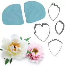 Blütenzahnrad und Ausstechformen Pfingstrose 6 Stück 7,5 x 8 cm