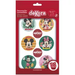 Dekorations aus essbarem Papier für Cupcakes mit Mickey und Minnie 5,8 cm 6 Stücke