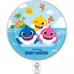 Pappellteller für Party 23 cm Baby Shark