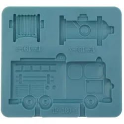 Silikon-Formz Feuerwehrauto und Hydrant 10x9,5 cm