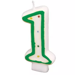 Geburtstagskerze 7,3 cm mit Punkten Nummer 1 ACHTUNG gemischte Farben