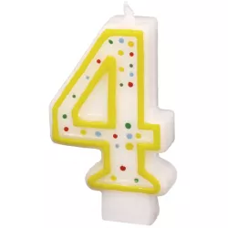 Geburtstagskerze 7,3 cm mit Punkten Nummer 4 ACHTUNG farbige Mischung