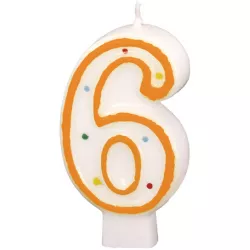 Geburtstagskerze 7,3 cm mit Punkten Nummer 6 ACHTUNG farbige Mischung