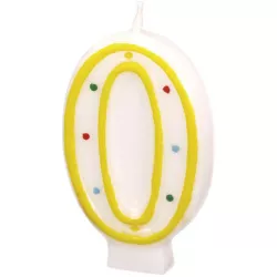 Geburtstagskerze 7,3 cm mit Punkten Nummer 0 ACHTUNG Farbmischung