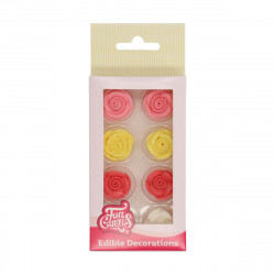 Zuckerguss-Dekoration 8 Stück bunte Rosen