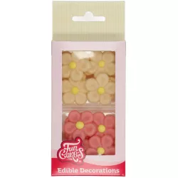 Marzipankussenzierstück 12 Stk Blumen weiß und rosa