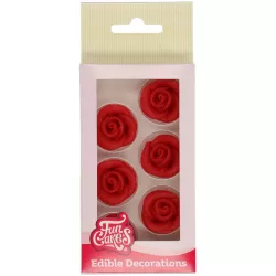Marzipan-Dekoration 6 Stück rote Rosen