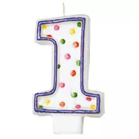 Geburtstagskerze Nummer 1 mit Punkten 7,6 cm