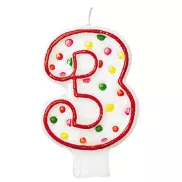 Geburtstagskerze Nummer 3 mit Punkten 7,6 cm