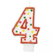 Geburtstagskerze Nummer 4 mit Punkten 7,6 cm