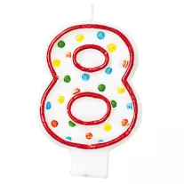 Geburtstagskerze Nummer 8 mit Punkten, 7,6 cm
