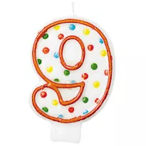 Geburtstagskerze Nummer 9 mit Punkten 7,6 cm