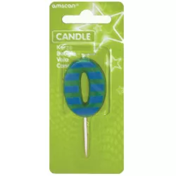 Geburtstagskerze bunt 7,6 cm Nummer 0