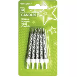 Schaumkerzen Geburtstagskerzen 6,3 cm spiralförmig, silber 10 Stück