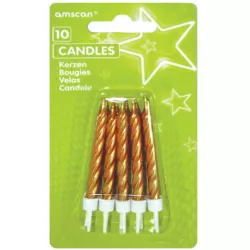Kuchenkerzen Spirale 6,3 cm, goldfarben, 10 Stück