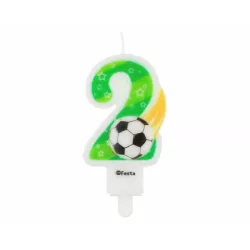 Zahlkerzen für Torte Zahl 2 Fußball 7,8 cm