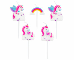 5 Kuchenkerzen Unicorns (5 Stück)