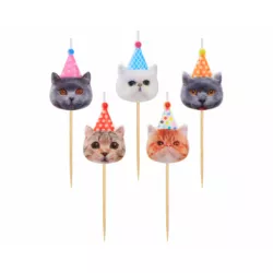 5 Kerzen für Kuchen Katzen