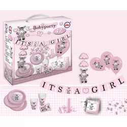 Set zur Feier der Geburt eines Babys - Mädchen 48 Stück