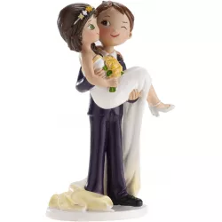 Hochzeitsfigur für den Kuchen - Bräutigam trägt die Braut in den Armen 16 cm