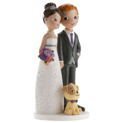 Weddingfigur auf der Torte mit Hund 16 cm