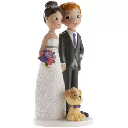 Weddingfigur auf der Torte mit Hund 16 cm