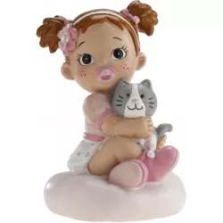 Figurine für Mädchen mit Katze 10 cm