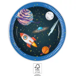 Pappteller für Partys 19,5 cm Weltraum