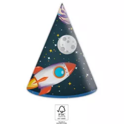 Partykappen Weltraum 6 Stück