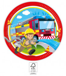 Pappteller für Party 23 cm Feuerwehrleute