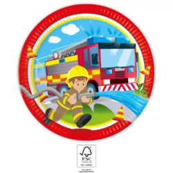 Pappteller für Party 23 cm Feuerwehrleute