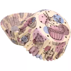 Muffinförmchen mit Cartoon-Cupcake-Motiv (50 St.)