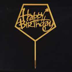Tortenaufsatz Herzlichen Glückwunsch zum Geburtstag eckig goldfarben