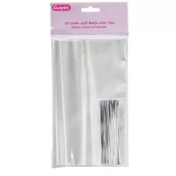 Säcke ausCellophan mit silbernem Band 12×20 cm, 50 Stück