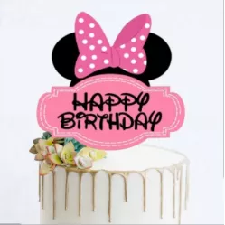 Minnie Happy Birthday Kerze auf Kuchen sticht