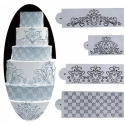 Schablonen-Vorlage „Romantic Ornament“ – 4 Stück