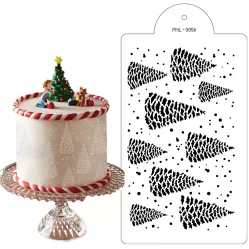 Stencil-Vorlage verschneite Bäumchen 40x21 cm