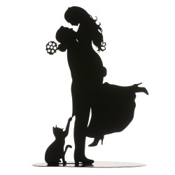 Metallfigur für eine Hochzeitstorte, Silhouette einer Katze, 18 cm