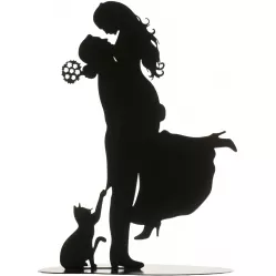 Metallfigur für eine Hochzeitstorte, Silhouette einer Katze, 18 cm