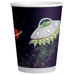 Papierbecher 250 ml 8 Stk. UFO im Weltraum