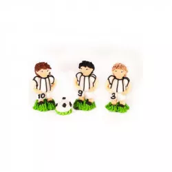 Zuckerdekorationen „Fußballspieler“, 3 Stk.; Fußballschuh, 3 × 6 cm