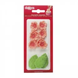 Curková Dekoration 8 rosa Kamillen und 5 Blätter