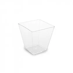 Fingerfood Becher für Panna Cotta PS eckig durchsichtig 50x50x45mm 60ml - 50 Stück